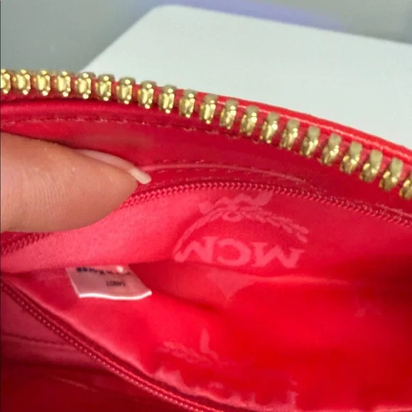 MCM Red Leather Shoulder Bag with Gold Chain - Picture 13 of 16